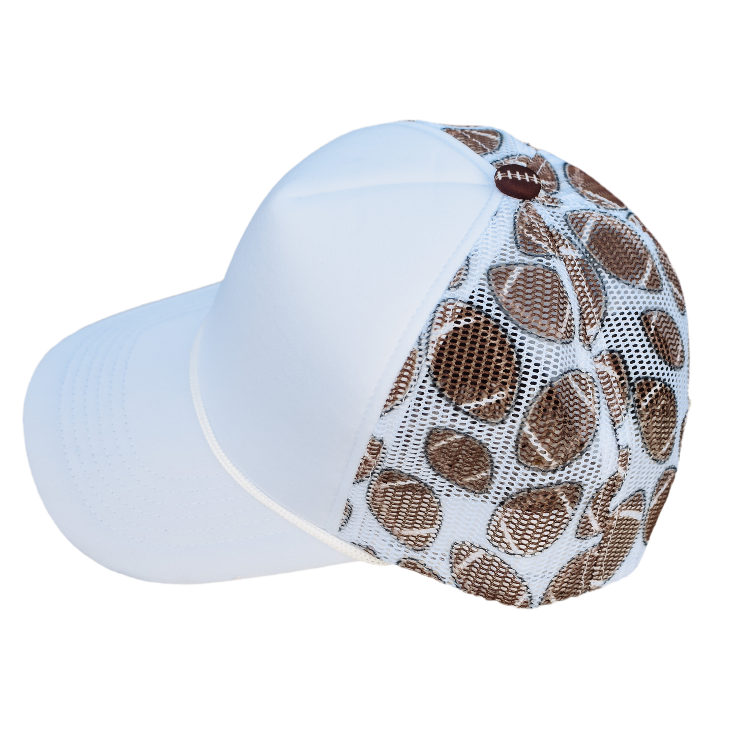 Football Mesh Back Cap: White