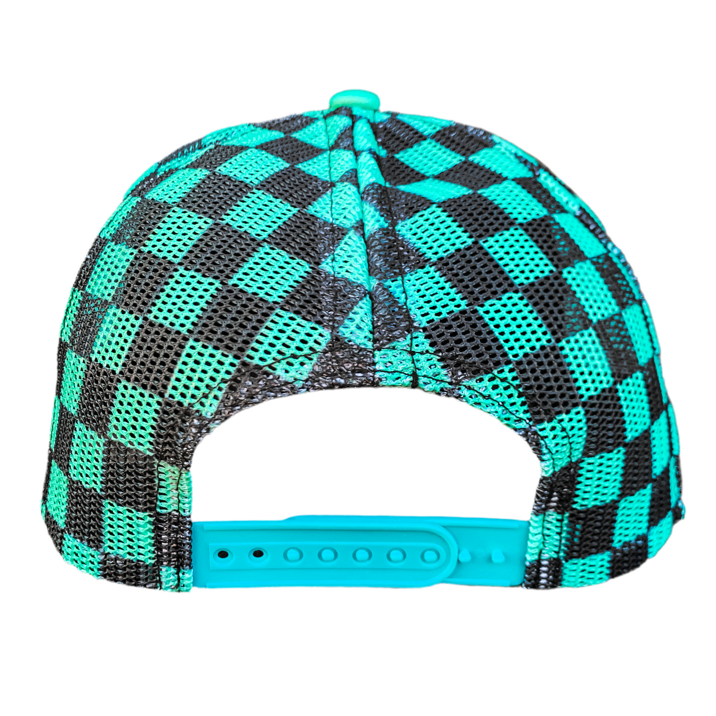 Magna Pony Checkered Mesh Back Cap: Black/ Turquoise