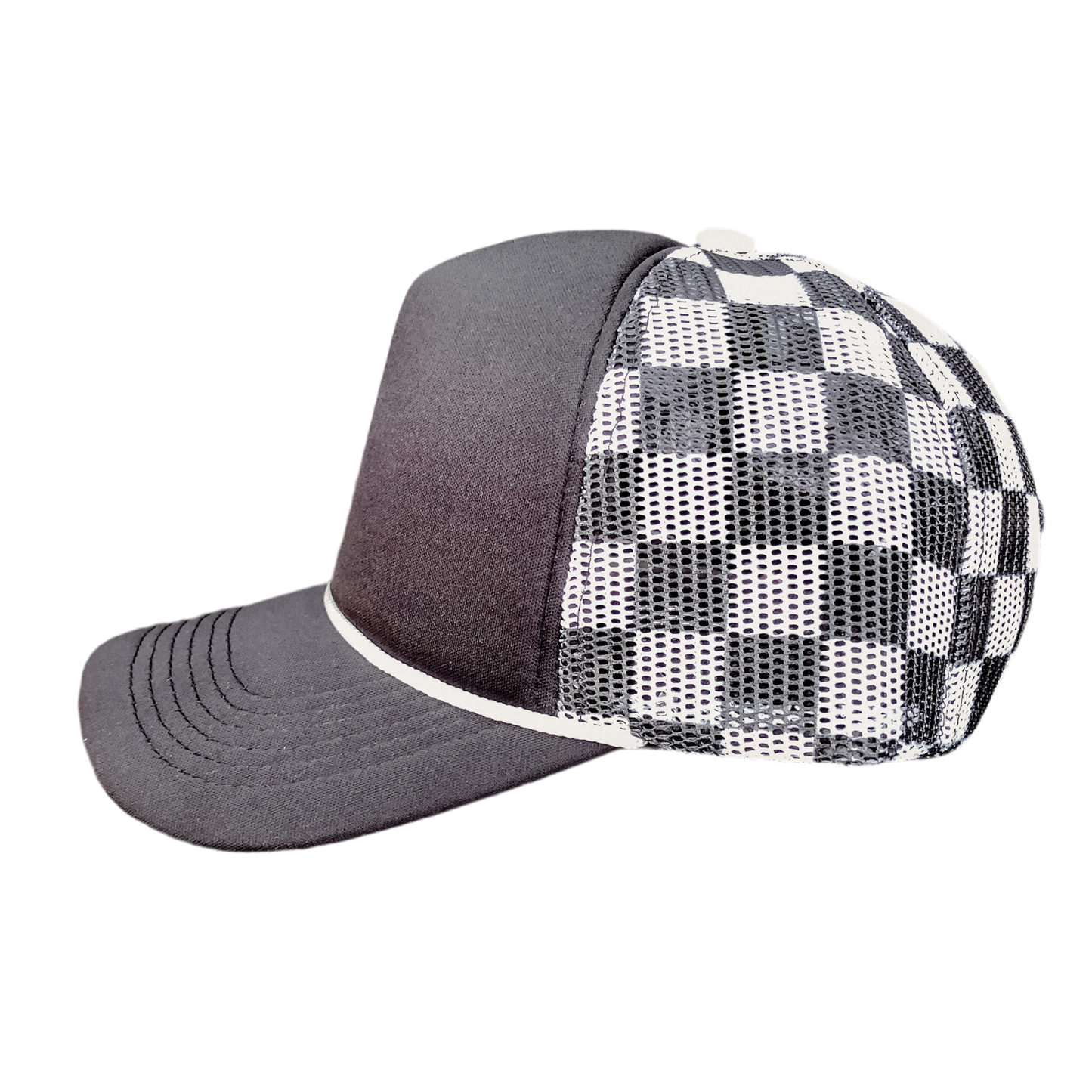 Checkered Mesh Back Cap: Black/ White