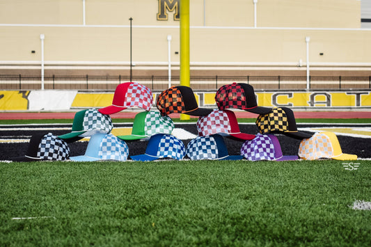Checkered Mesh Back Cap: Black/ Pink