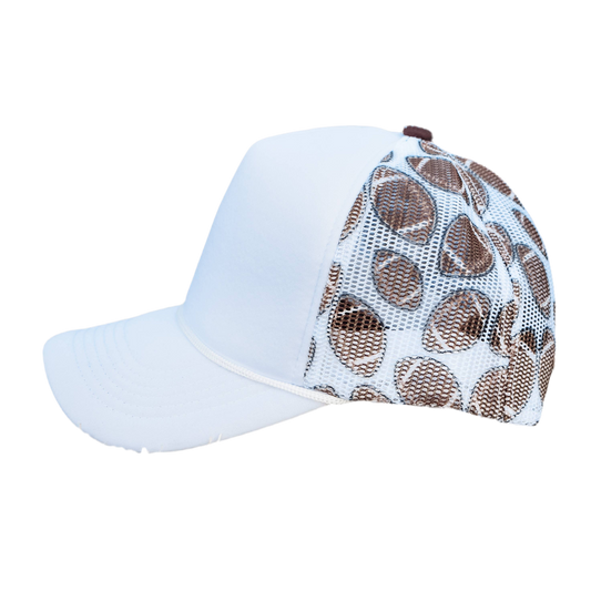 Football Mesh Back Cap: White