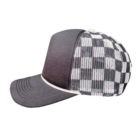 Checkered Mesh Back Cap: Black/ White
