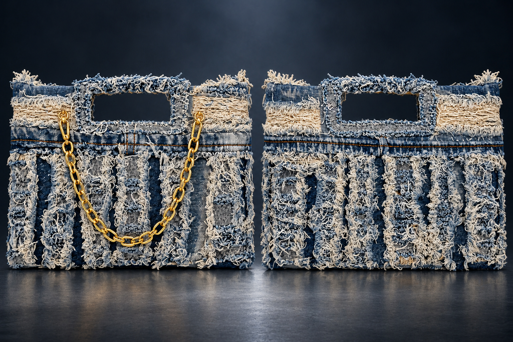 Denim Distressed Clutch