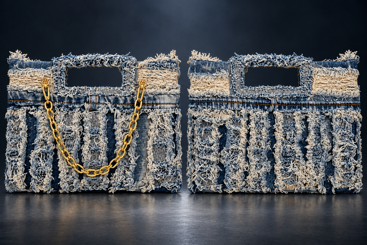 Denim Distressed Clutch